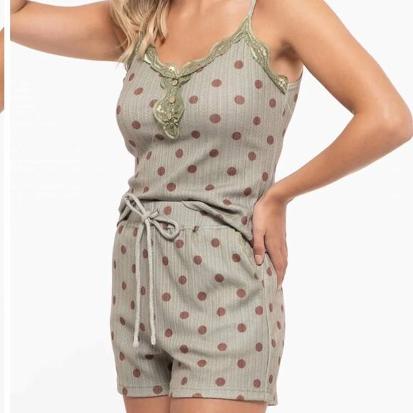 NWT Olive Polka Dot Set Size Small - Picture 5 of 6